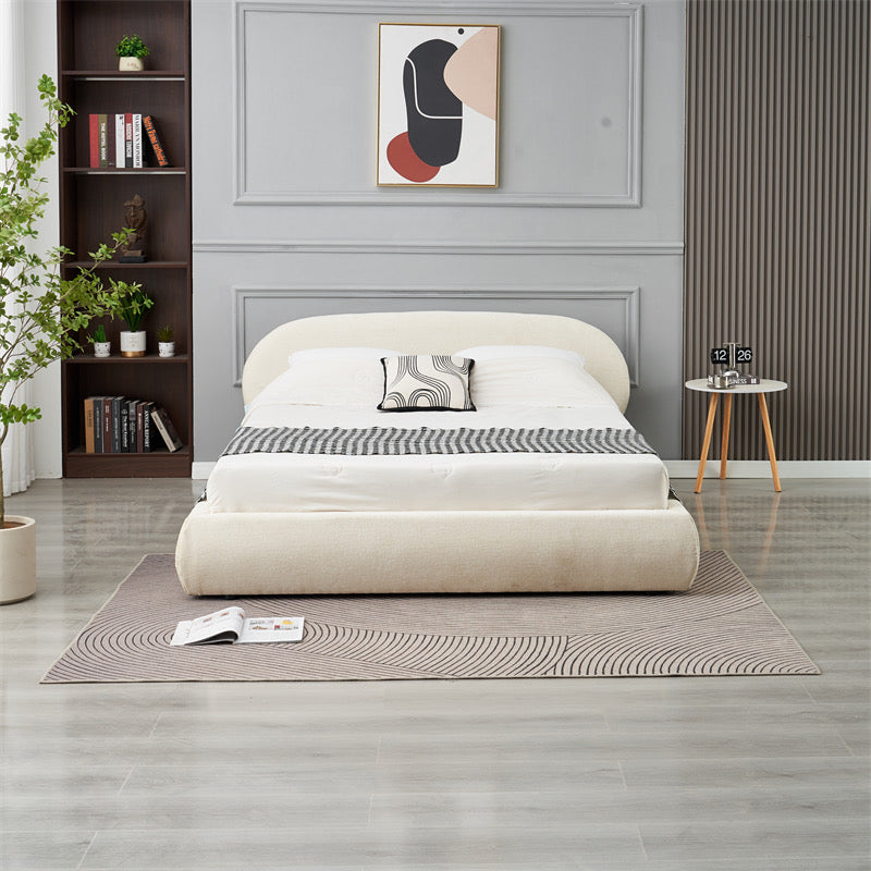 Lit Double Coffre Babylone Chenille Beige 160x200 cm