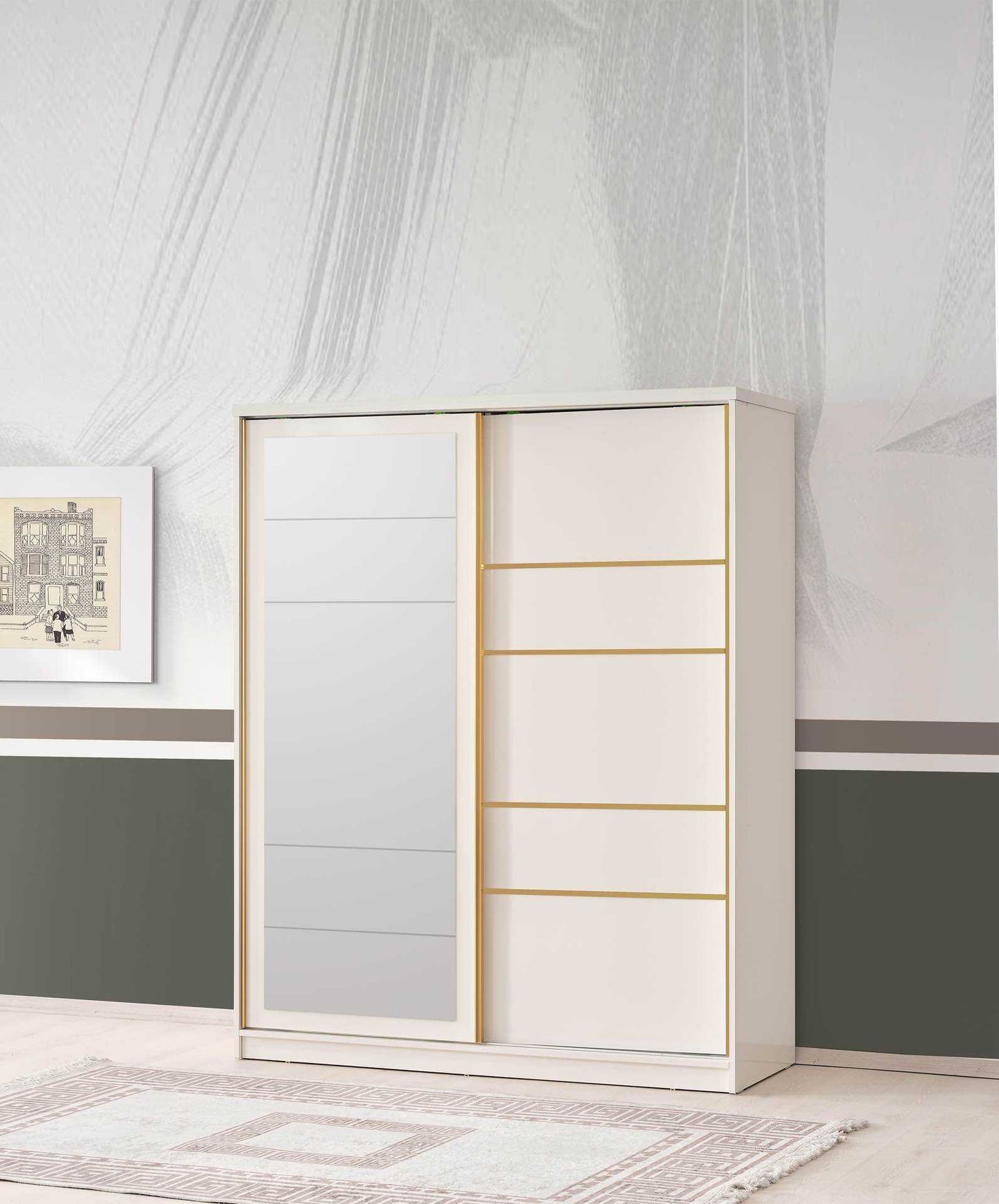 Armoire Palma – 2 portes coulissantes – 180 cm avec miroir