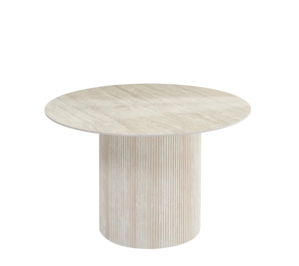 Table à manger Baieta – Céramique effet travertin mat 120 cm