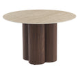 Table à manger HALO – Céramique effet travertin & pied noyer