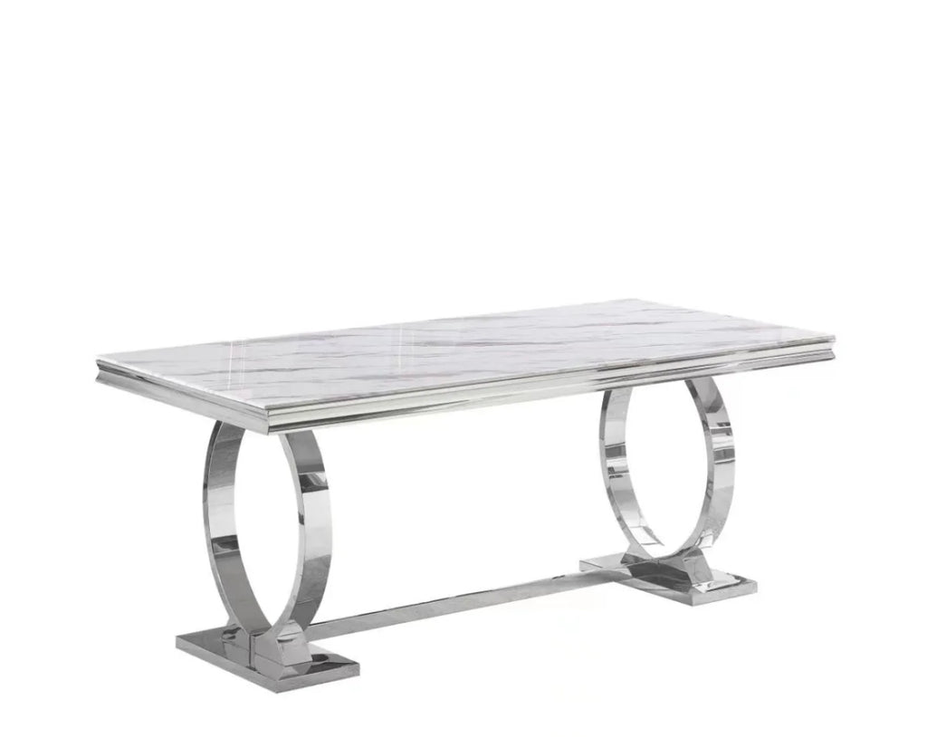 TABLE REPAS OMEGA ARGENT 180X90