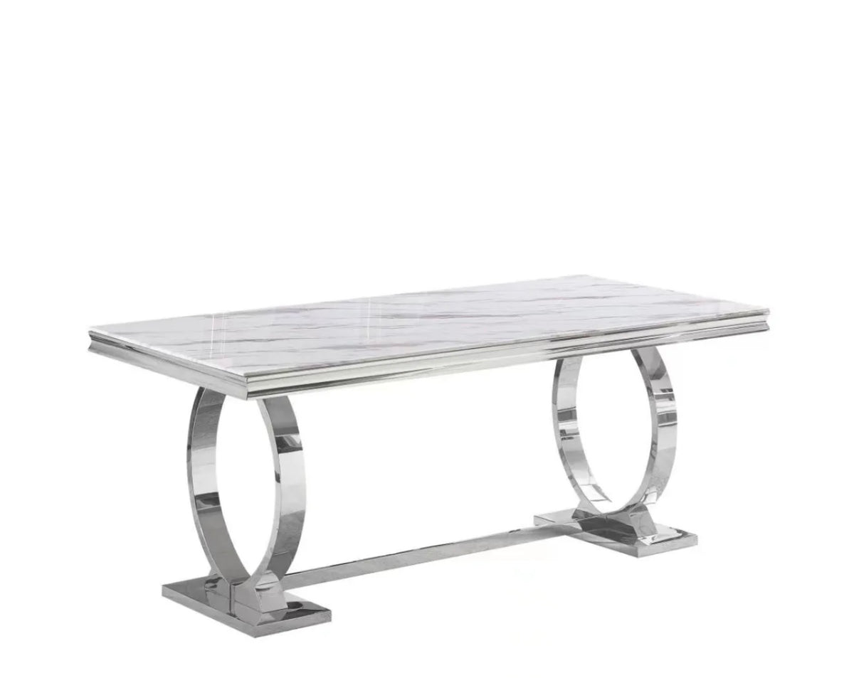 TABLE REPAS OMEGA ARGENT 180X90