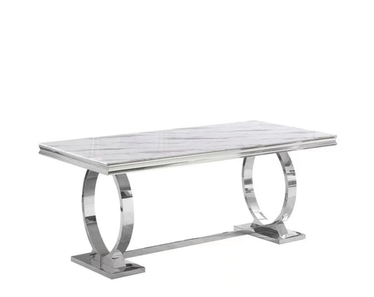 TABLE REPAS OMEGA ARGENT 180X90