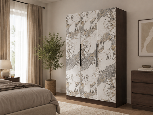 ARMOIRE 3 PORTES RAYAN EFFET NOYER