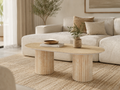 TABLE BASSE KEYSHA PIEDS EFFET TRAVERTIN CERAMIQUE BRILLANT