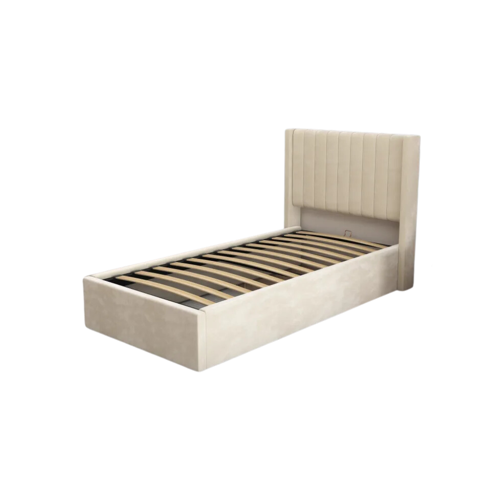 LIT DOUBLE COFFRE CAMILLE 90X190CM #couleur_beige