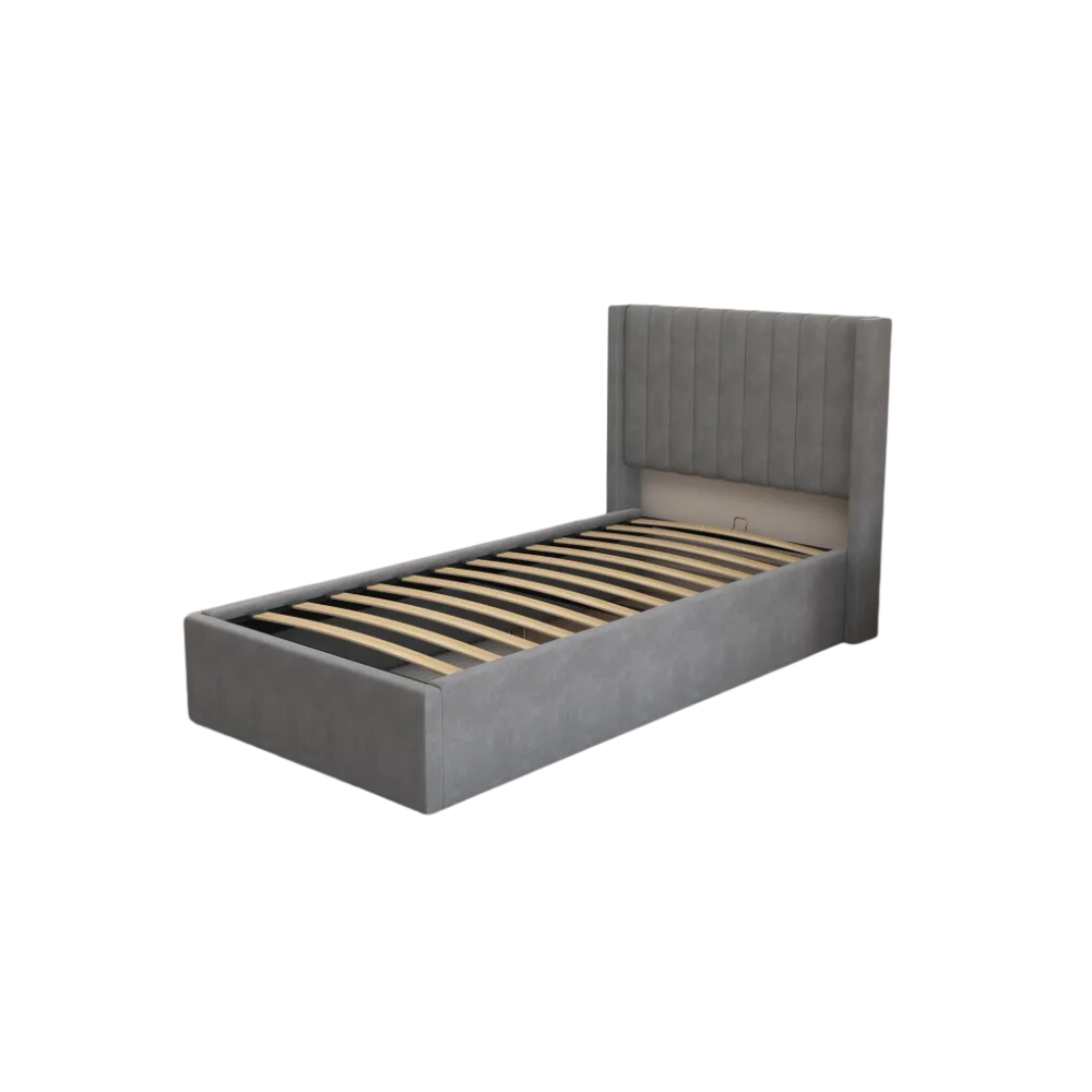LIT DOUBLE COFFRE CAMILLE 90X190CM #couleur_gris