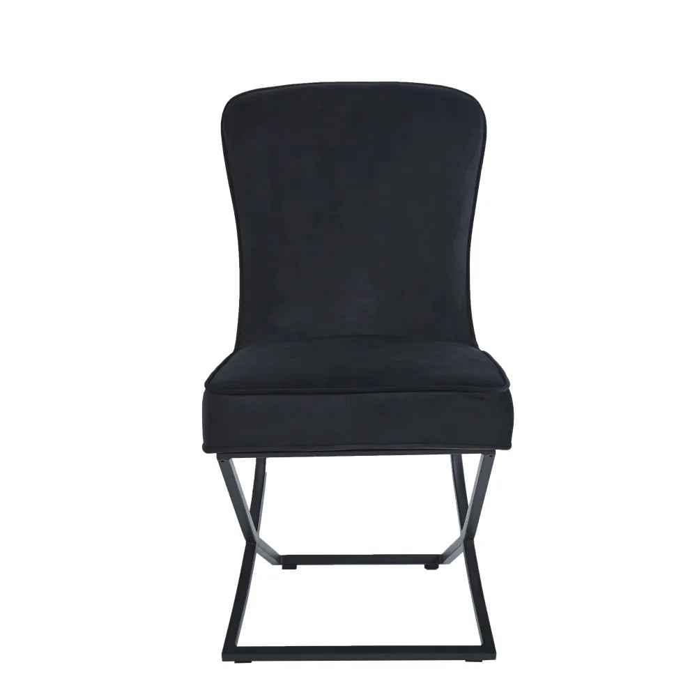 Chaise GABRIELLE METAL NOIR velours BEIGE, TAUPE, ANTHRACITE et NOIR