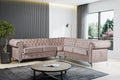 Canapé d'angle clouté TIFFANY velours BEIGE 263x263cm