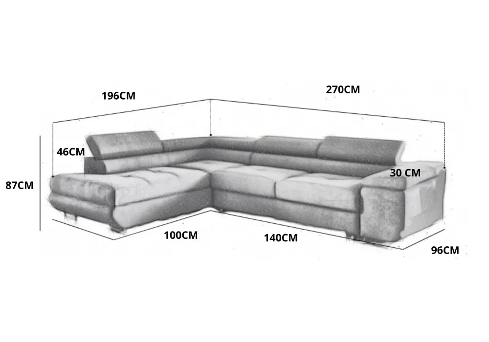 Canapé TOULOUSE angles gauche gris anthracite 275x205cm