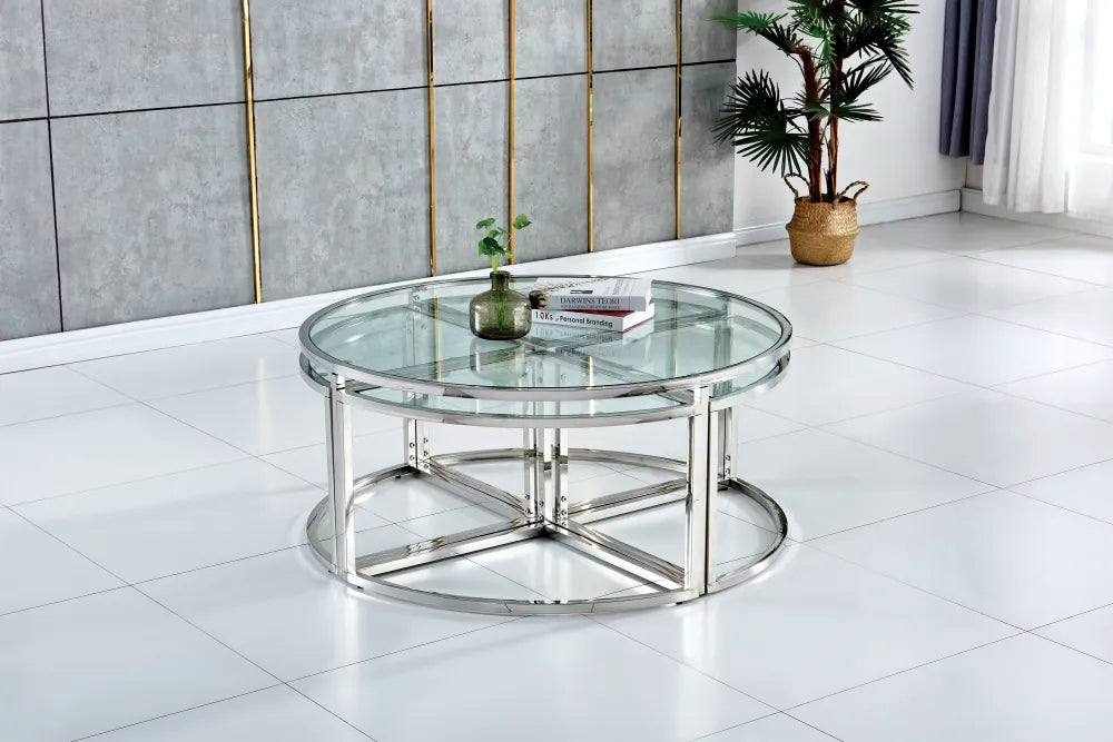 Table basse ELVE chrome transparent 90x45cm