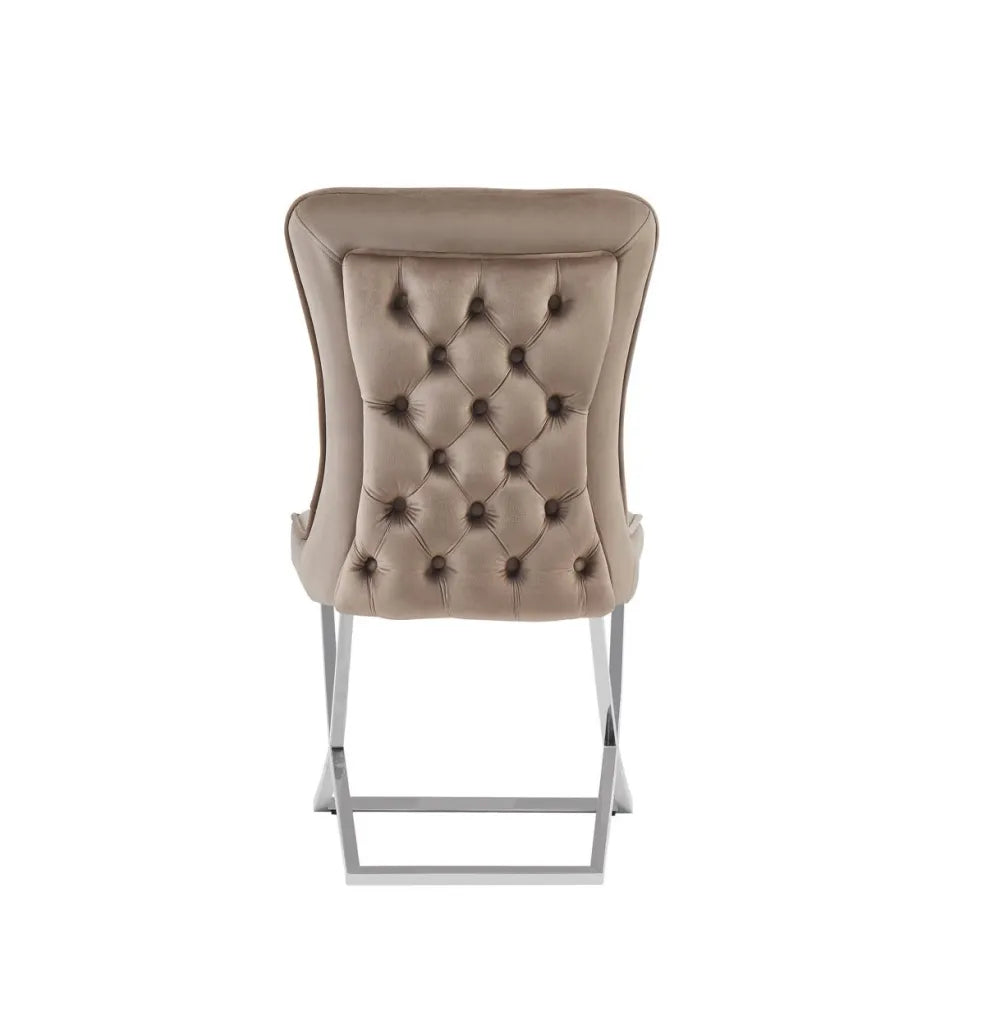 Chaise GABRIELLE pied CHROME velours BEIGE, TAUPE, ANTHRACITE, NOIR