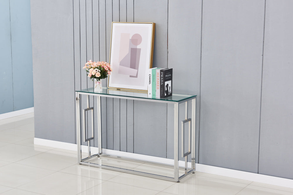 Console SOPHIE chrome 120x40x78 cm #couleur_transparent