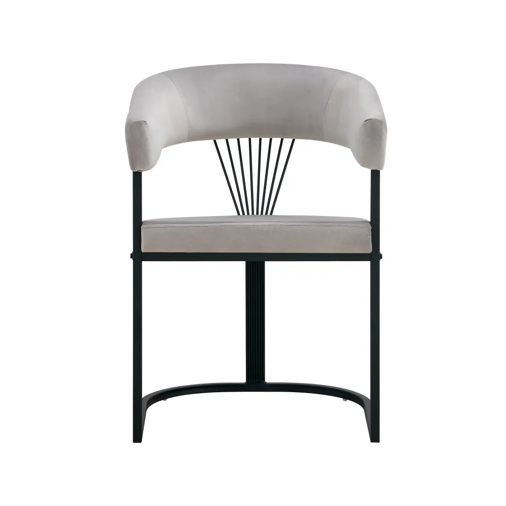 Chaise BRITTANY métal NOIR velours GRIS