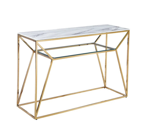 Console CHERYL en GOLD MARBRE BLANC 120x40x78cm