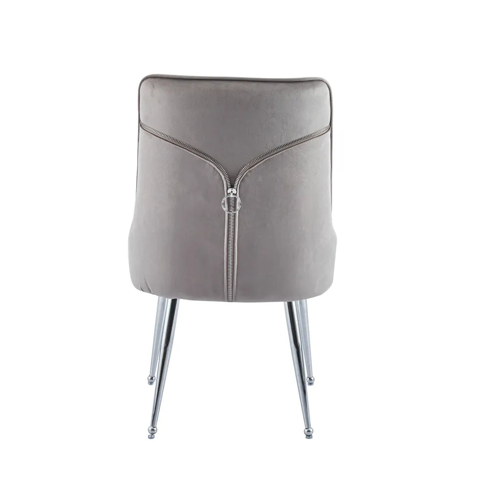 Chaise ZIP PIED CHROME velours MOKA, BEIGE, ANTHRACITE, NOIR et ROSE