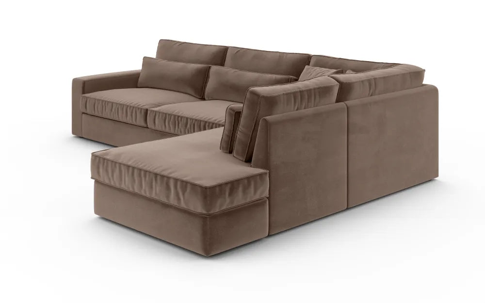 Canapé le BRISTOLA angle droit velours MOKA 315x230cm