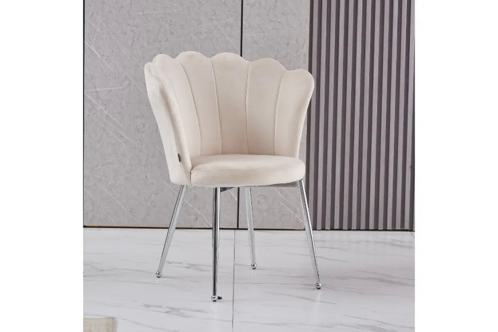 Chaise NYMPHE BEIGE PIED CHROME