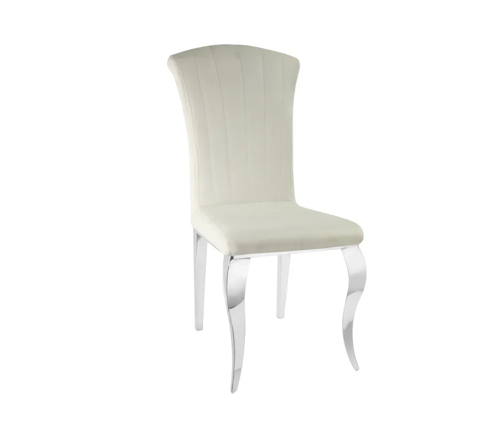 Lot de 6 Chaises baroque LOUIS Chrome Velours #couleur_écru