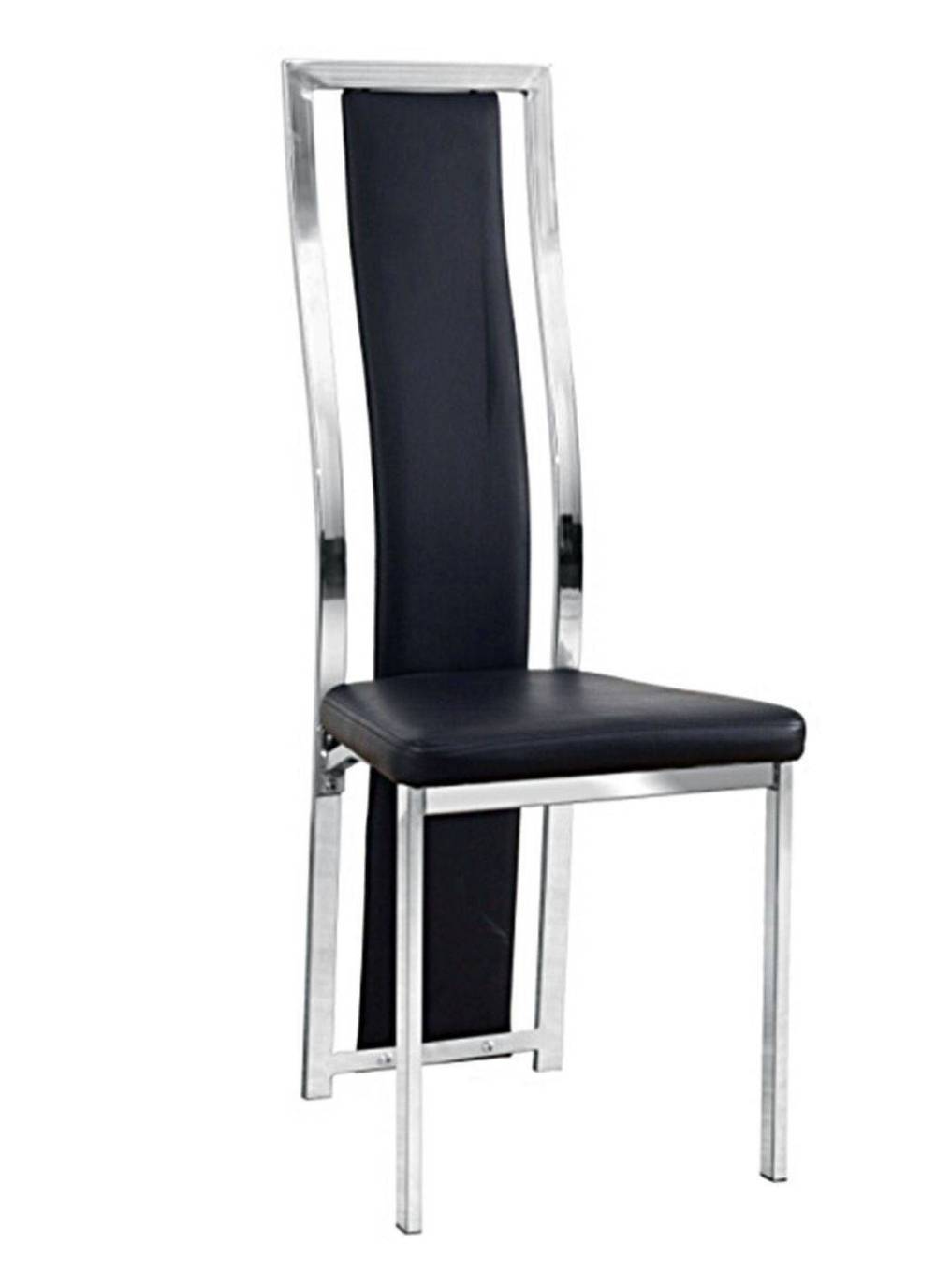 Lot de 6 chaises Dana simili cuir contour chromé #couleur_noir