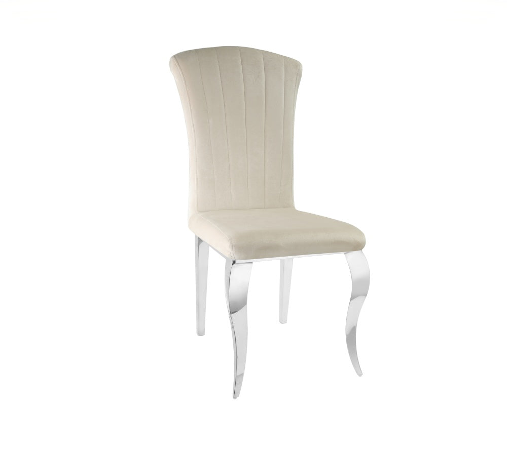 Lot de 6 Chaises baroque LOUIS Chrome Velours #couleur_beige