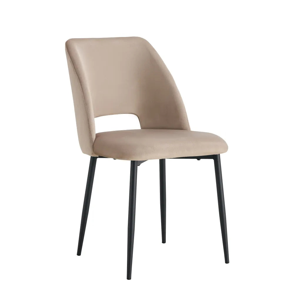 Chaise AVA métal NOIR velours TAUPE, GRIS ET BEIGE
