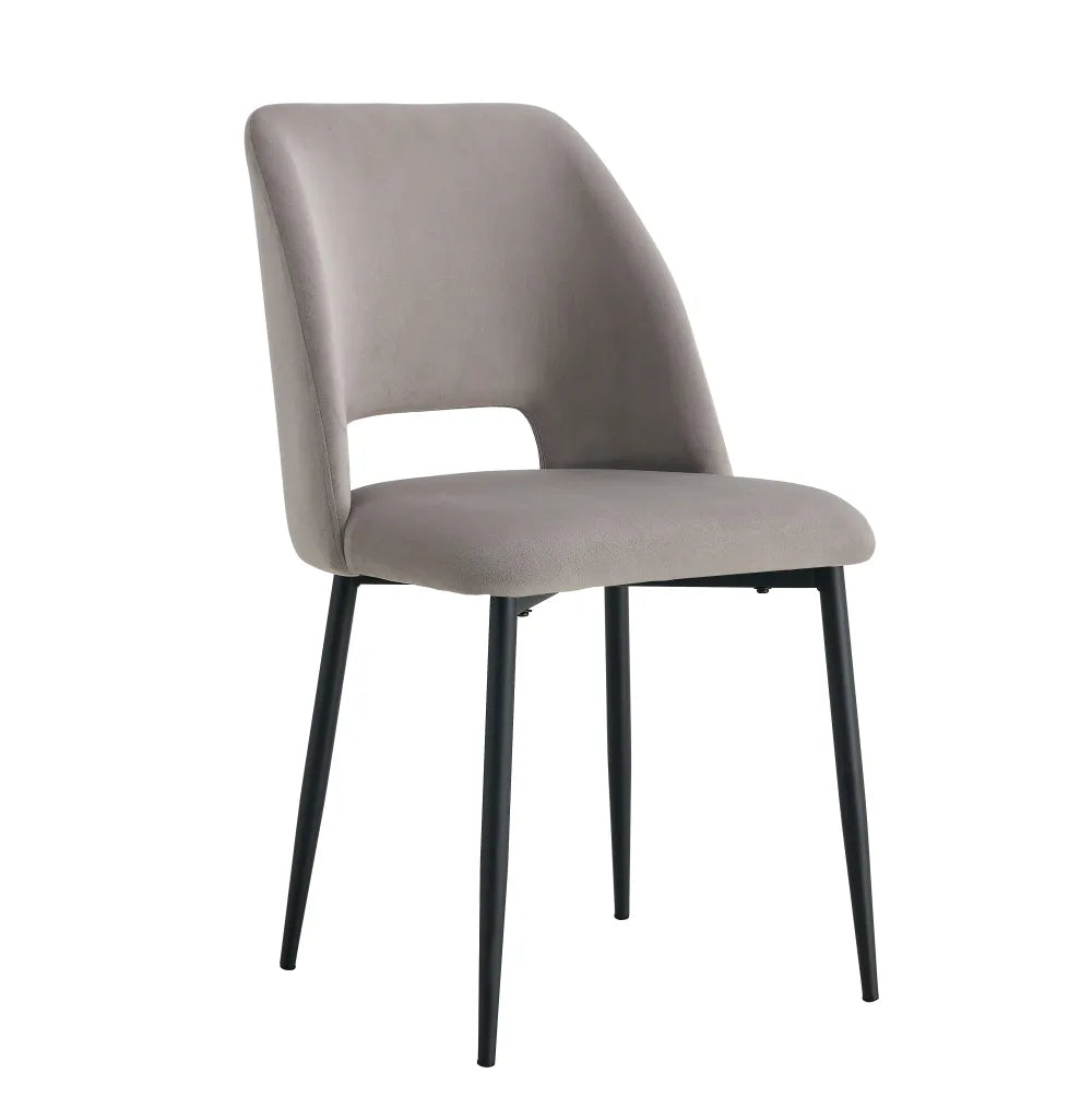 Chaise AVA métal NOIR velours TAUPE, GRIS ET BEIGE