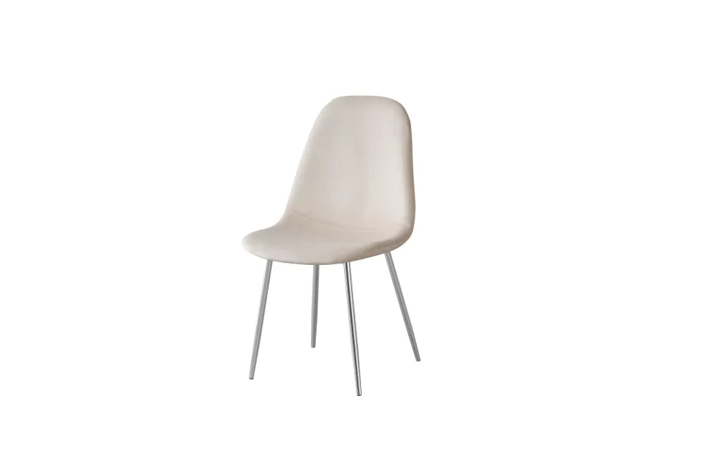 Chaise SCANDINAVE velours BEIGE pied CHROME