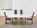 Table de repas PORTOFINO  pied GOLD  marbre BLANC 180x90cm