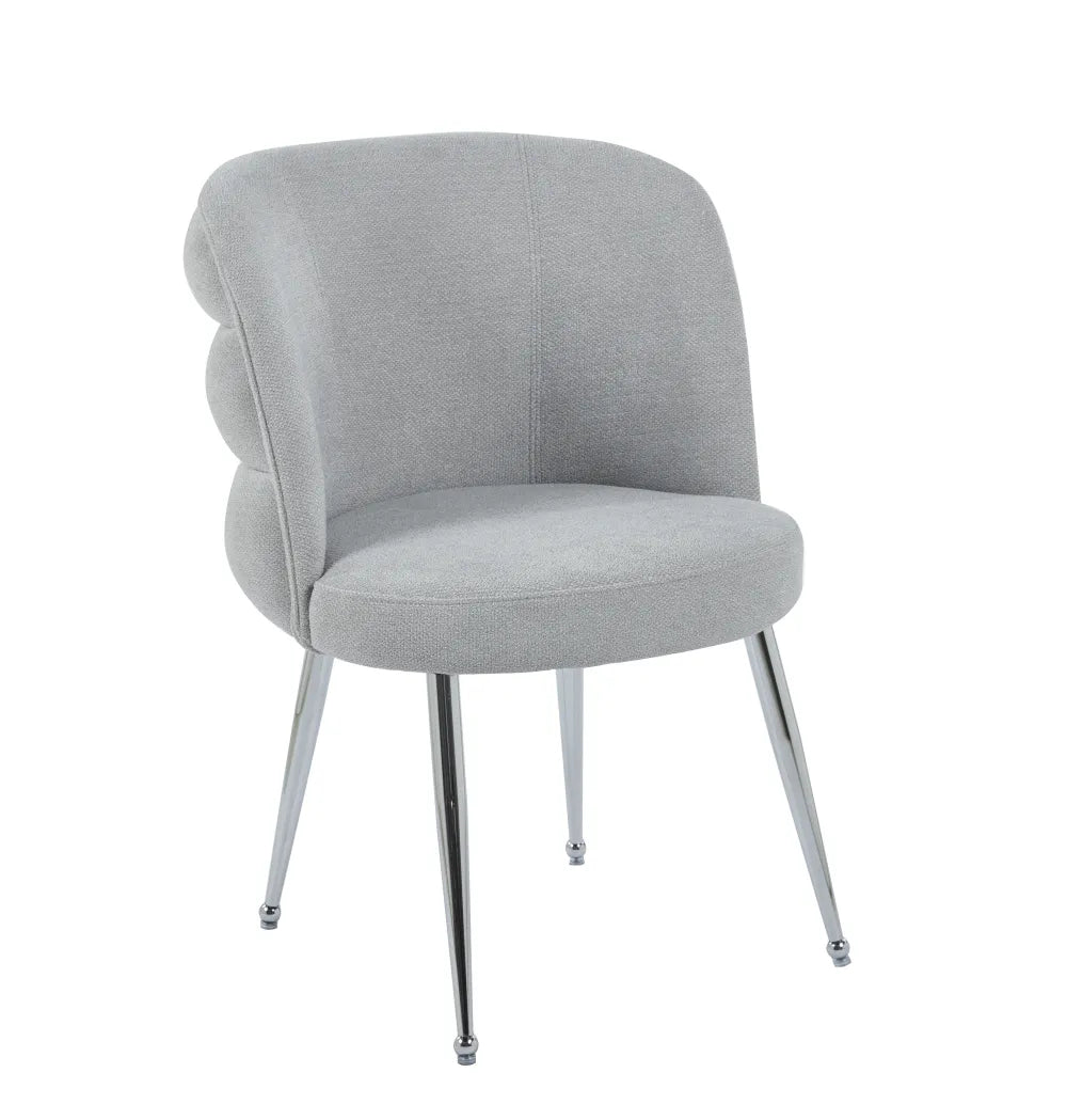 Chaise SACHA pied chrome tissus effet LIN ECRU, MOKA, GRIS, ANTHRACITE