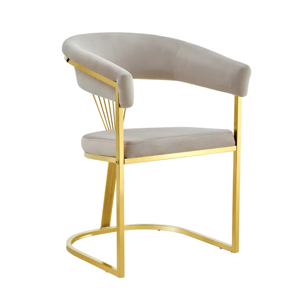 Chaise BRITTANY GOLD VELOURS BEIGE ET MOKA