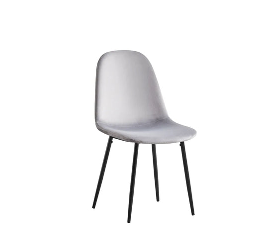 Chaise SCANDINAVE pied NOIR velours GRIS