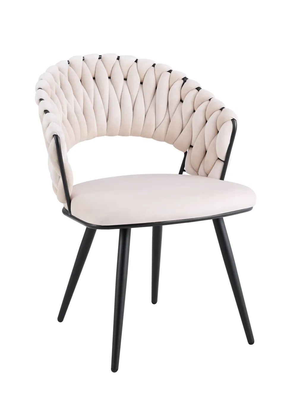 Chaise CAROLINA PIED METAL NOIR VELOURS BEIGE, TAUPE, ANTHRACITE ET LIGHT GRIS