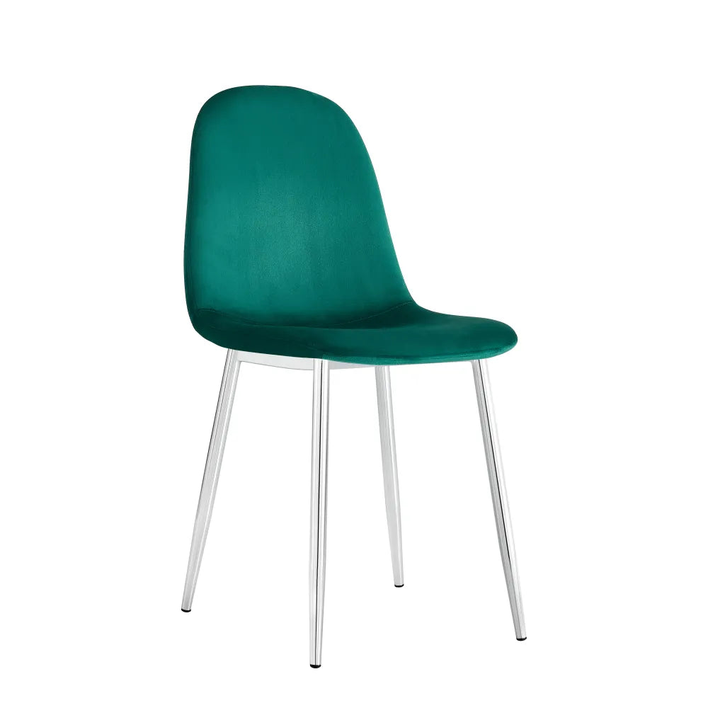 Chaise SCANDINAVE velours VERT SAPIN pied CHROME