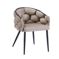 Chaise BALLON pied métal noir assise velours TAUPE et BEIGE