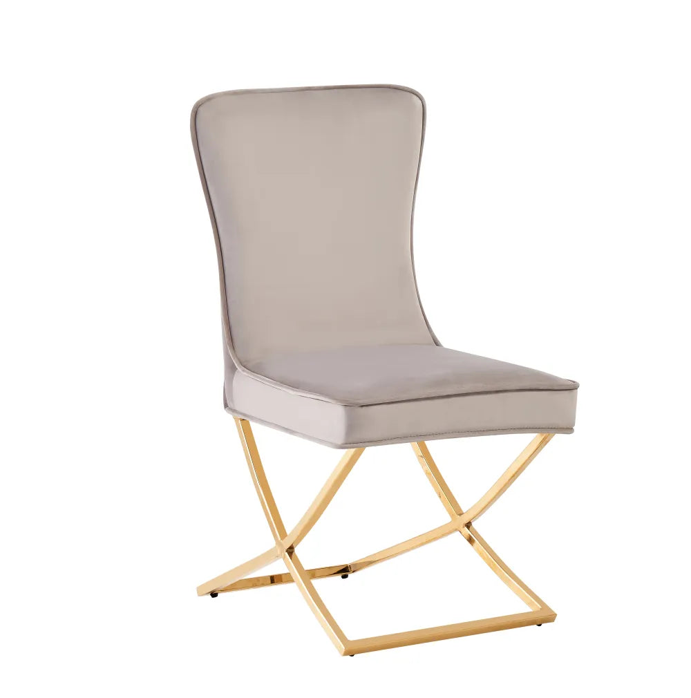 Chaise GABRIELLE GOLD velours BEIGE, TAUPE, ANTHRACITE et NOIR