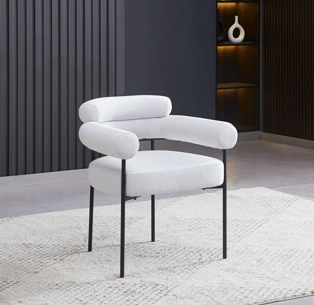 Chaise BULLE pied METAL NOIR serge GRIS et velours BEIGE