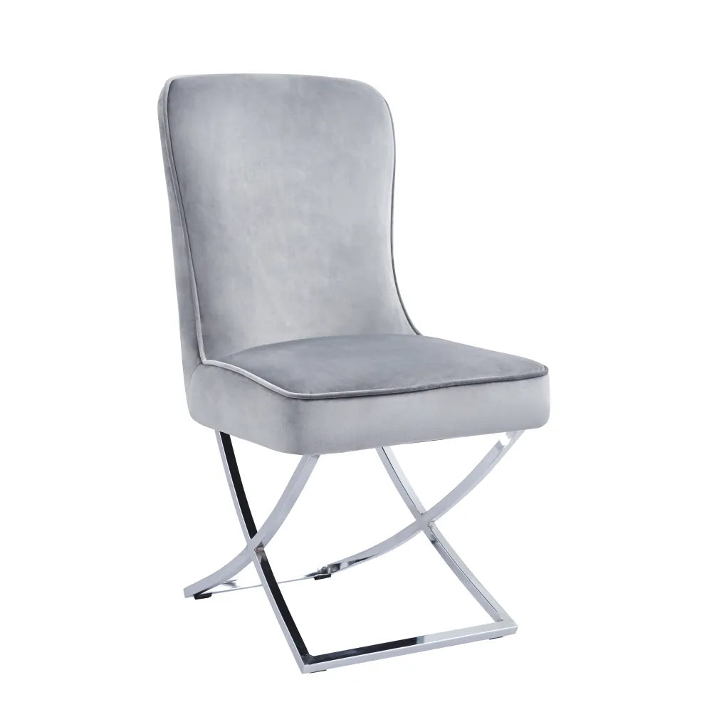 Chaise JOSEPHINE pied CHROME assise ANTHRACITE