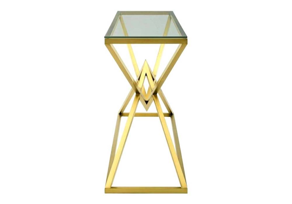 Console PYRAMID en verre Transparent 120x40x78 cm #couleur_gold