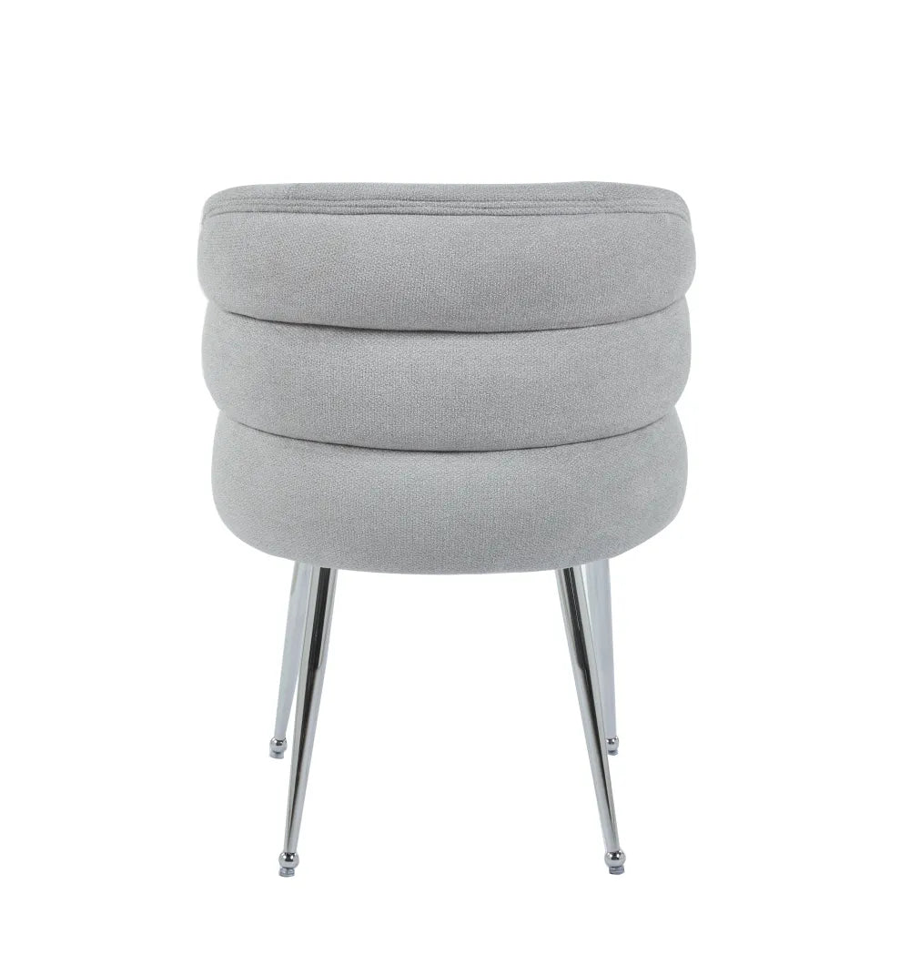 Chaise SACHA pied chrome tissus effet LIN ECRU, MOKA, GRIS, ANTHRACITE