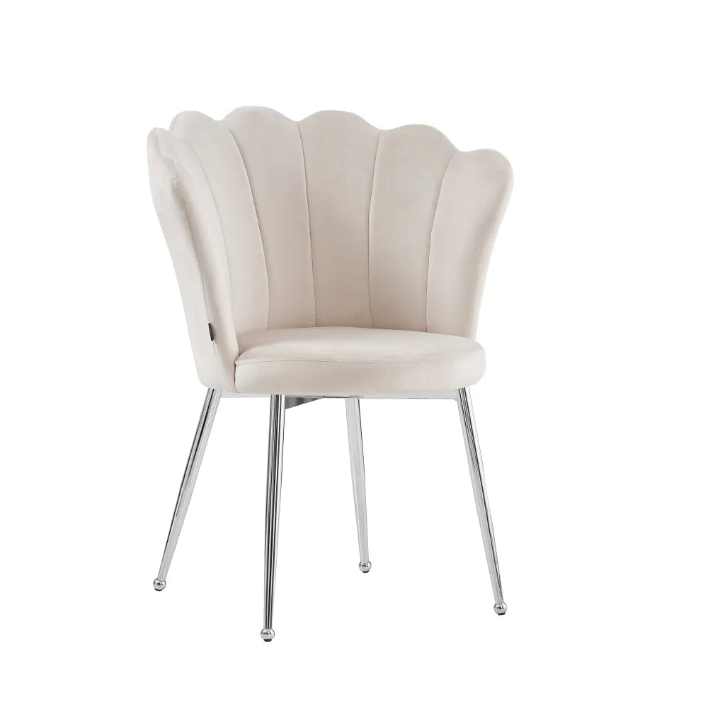 Chaise NYMPHE BEIGE PIED CHROME