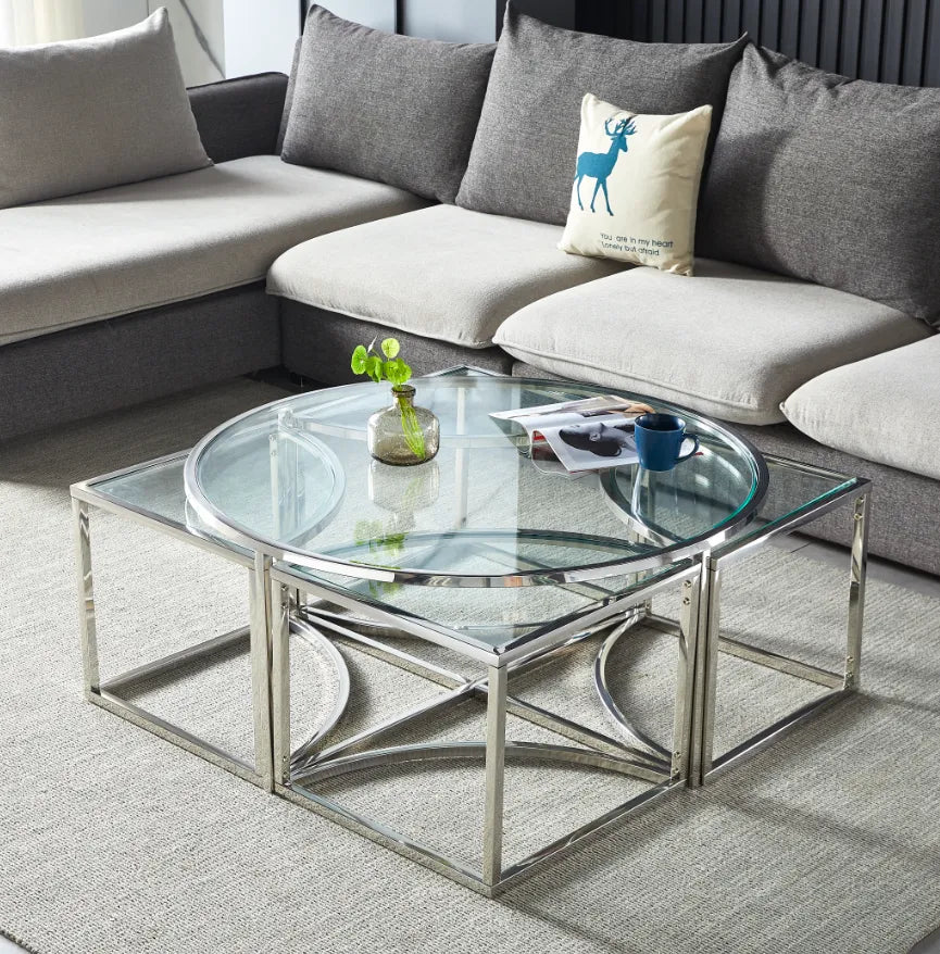 Table basse ELVE chrome transparent 90x45cm
