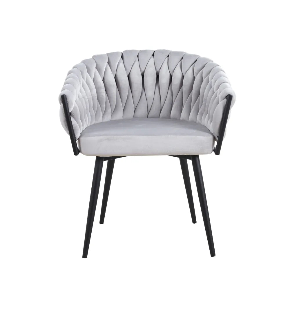Chaise TRESSEE pied métal NOIR velours ECRU, BEIGE, TAUPE et GRIS