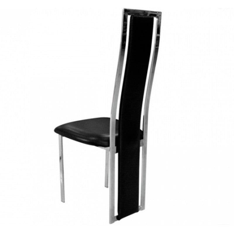Lot de 6 chaises Dana simili cuir contour chromé #couleur_noir