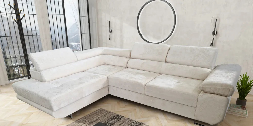 Canapé TOULOUSE angle gauche doudou boucle 275x205cm