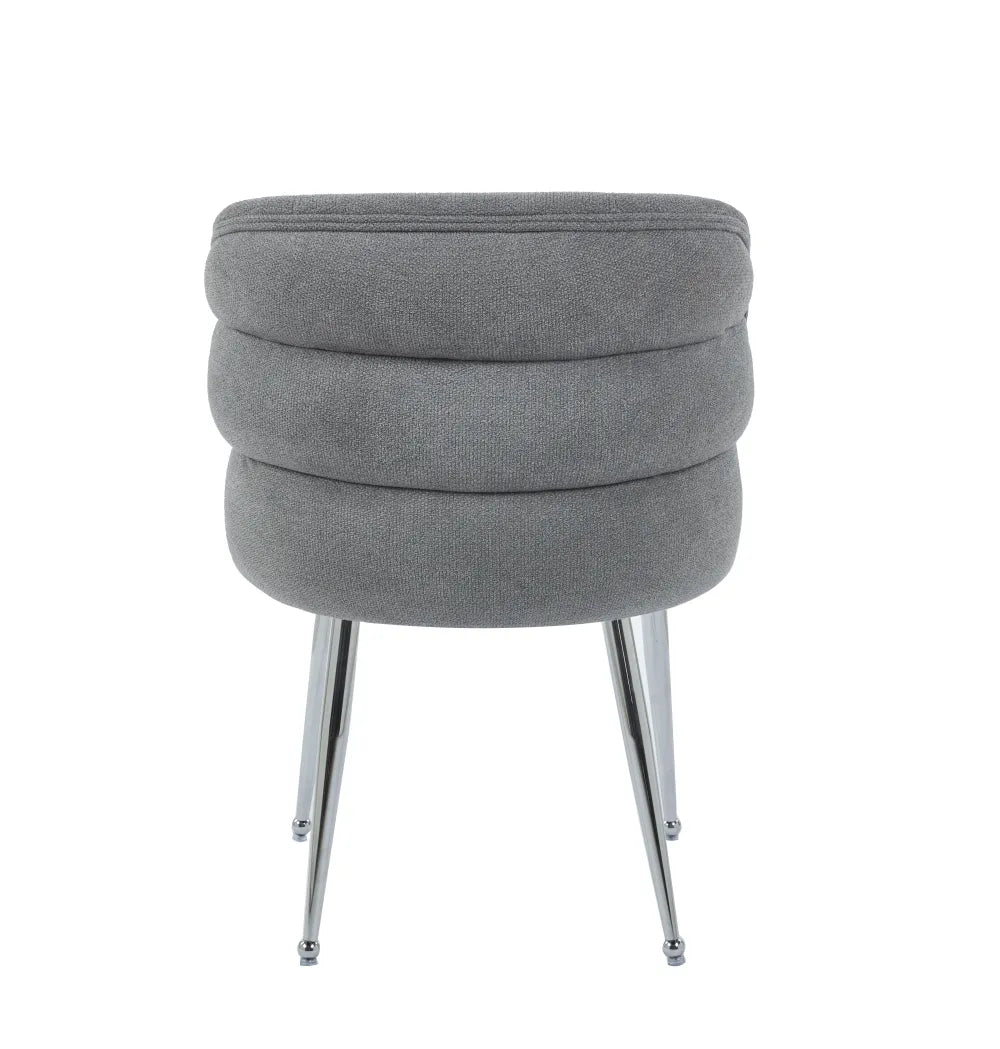 Chaise SACHA pied chrome tissus effet LIN ECRU, MOKA, GRIS, ANTHRACITE