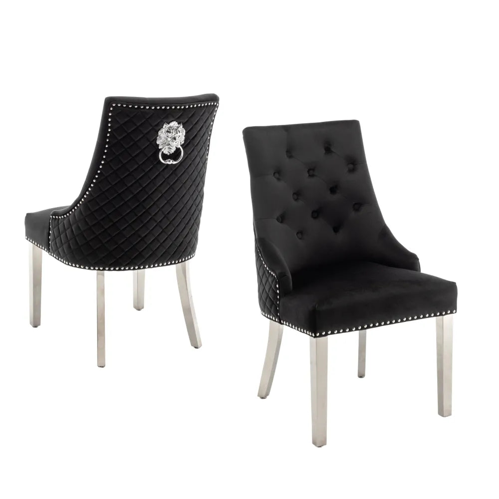 Chaise LION MATELASSEE CHROME NOIR, BEIGE, ANTHRACITE, MOKA, GRIS