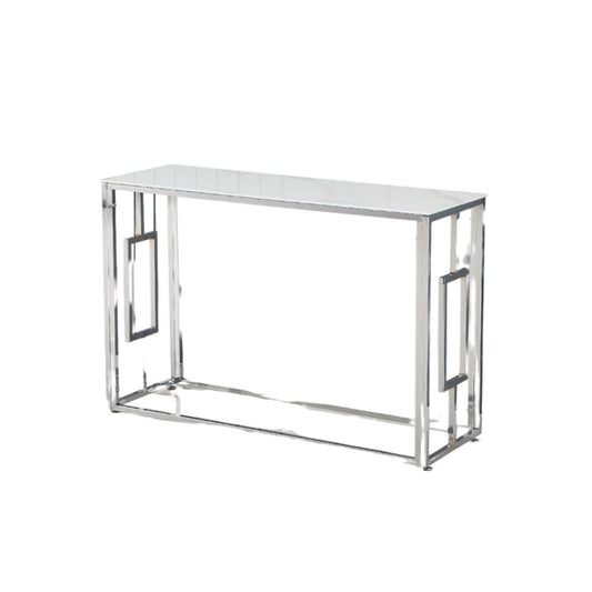 Console SOPHIE chrome 120x40x78 cm #couleur_marbré-blanc