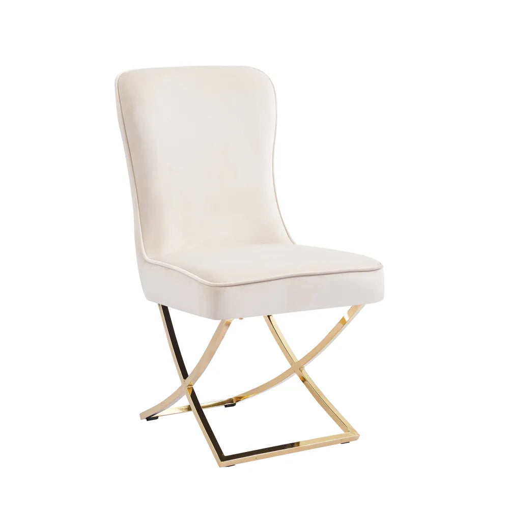 Chaise JOSEPHINE pied GOLD assise BEIGE et NOIR