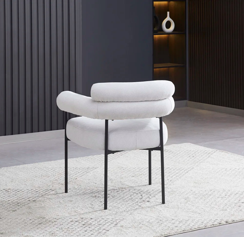 Chaise BULLE pied METAL NOIR serge GRIS et velours BEIGE